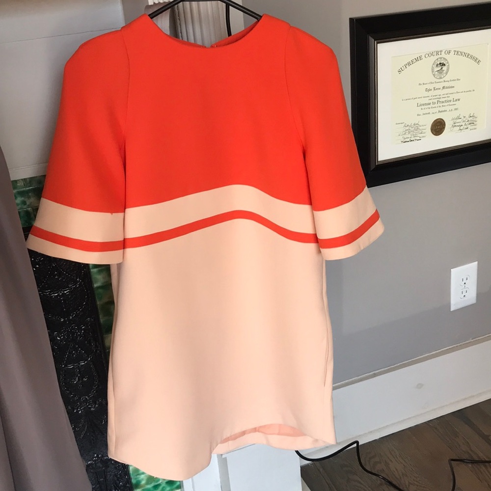 Cameo orange/peach colorblock structured dress